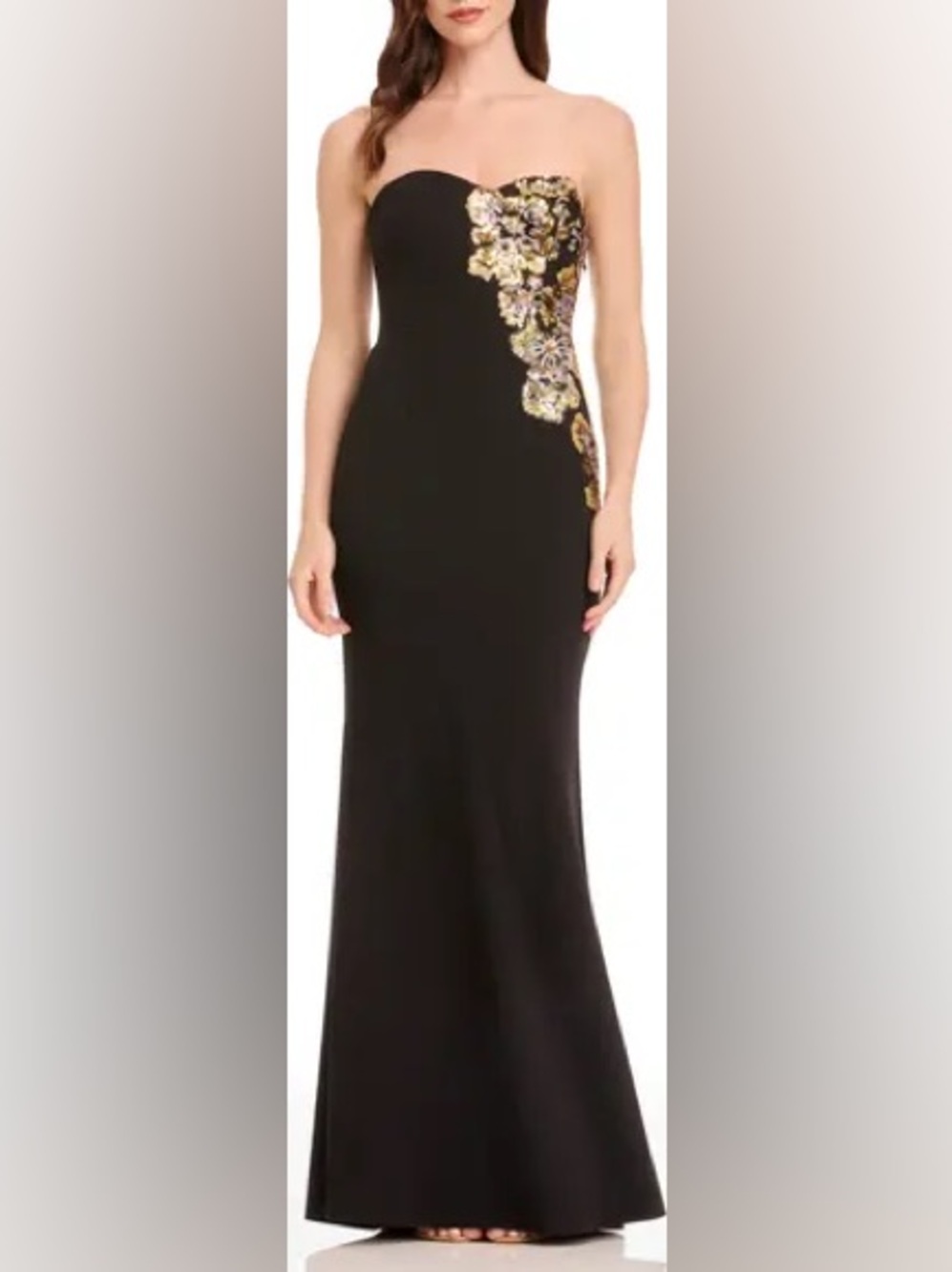 Dress the population Black Embellished Side-Accent Maxi Dress
